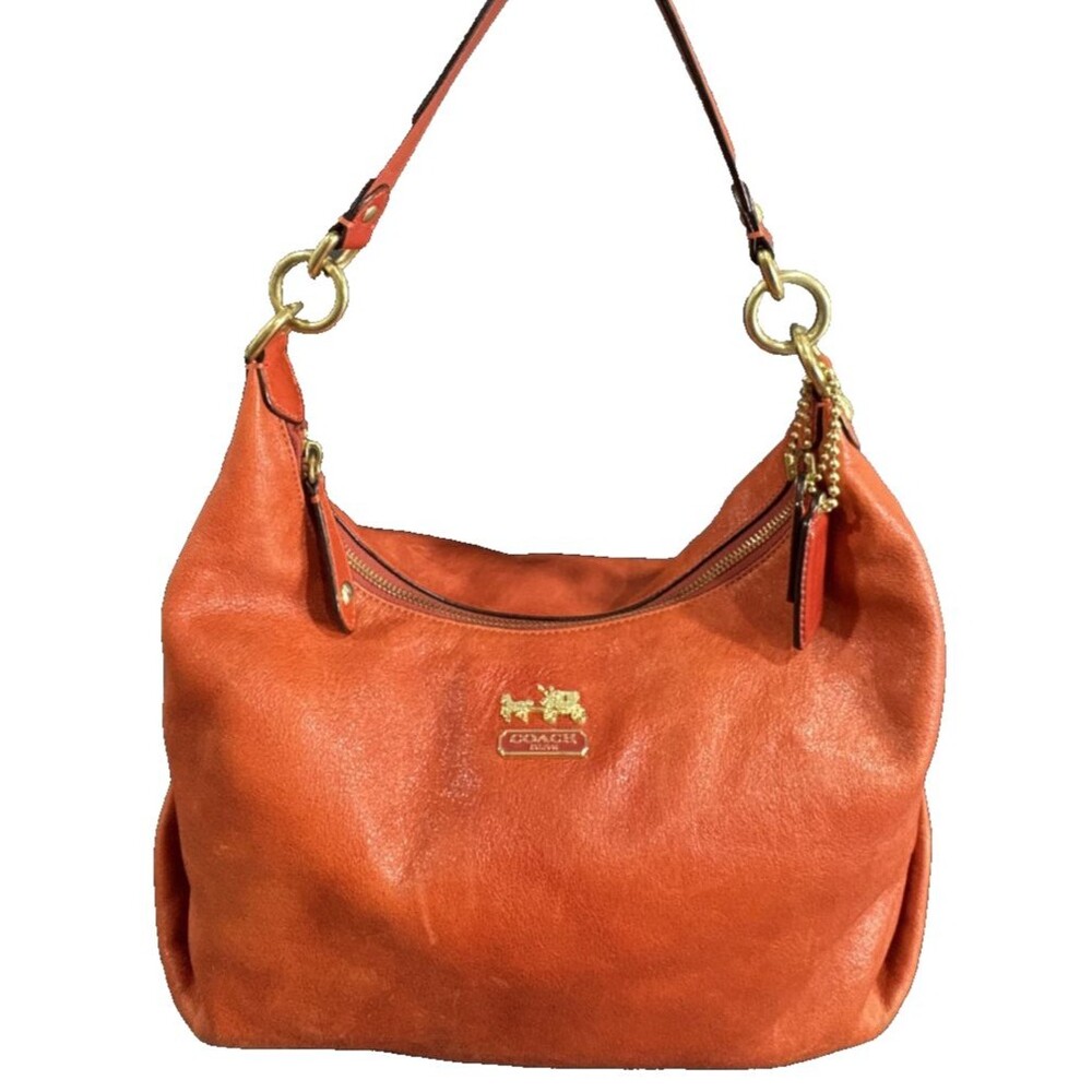 Coach Madison Women's High-quality Leather Hobo Shoulder Bag Burnt Orange - Picture 2 of 16